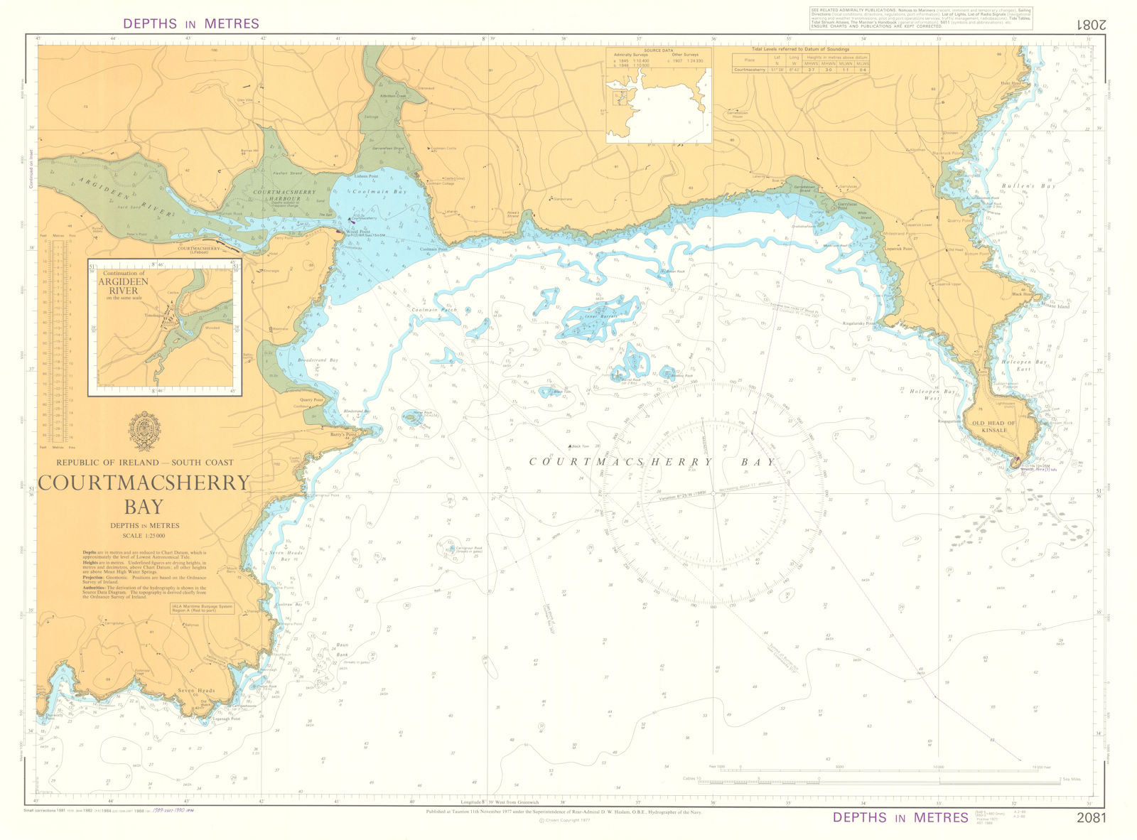 Ireland. South Coast. Courtmacsherry Bay. Admiralty chart #2081. 1977 (1990) map